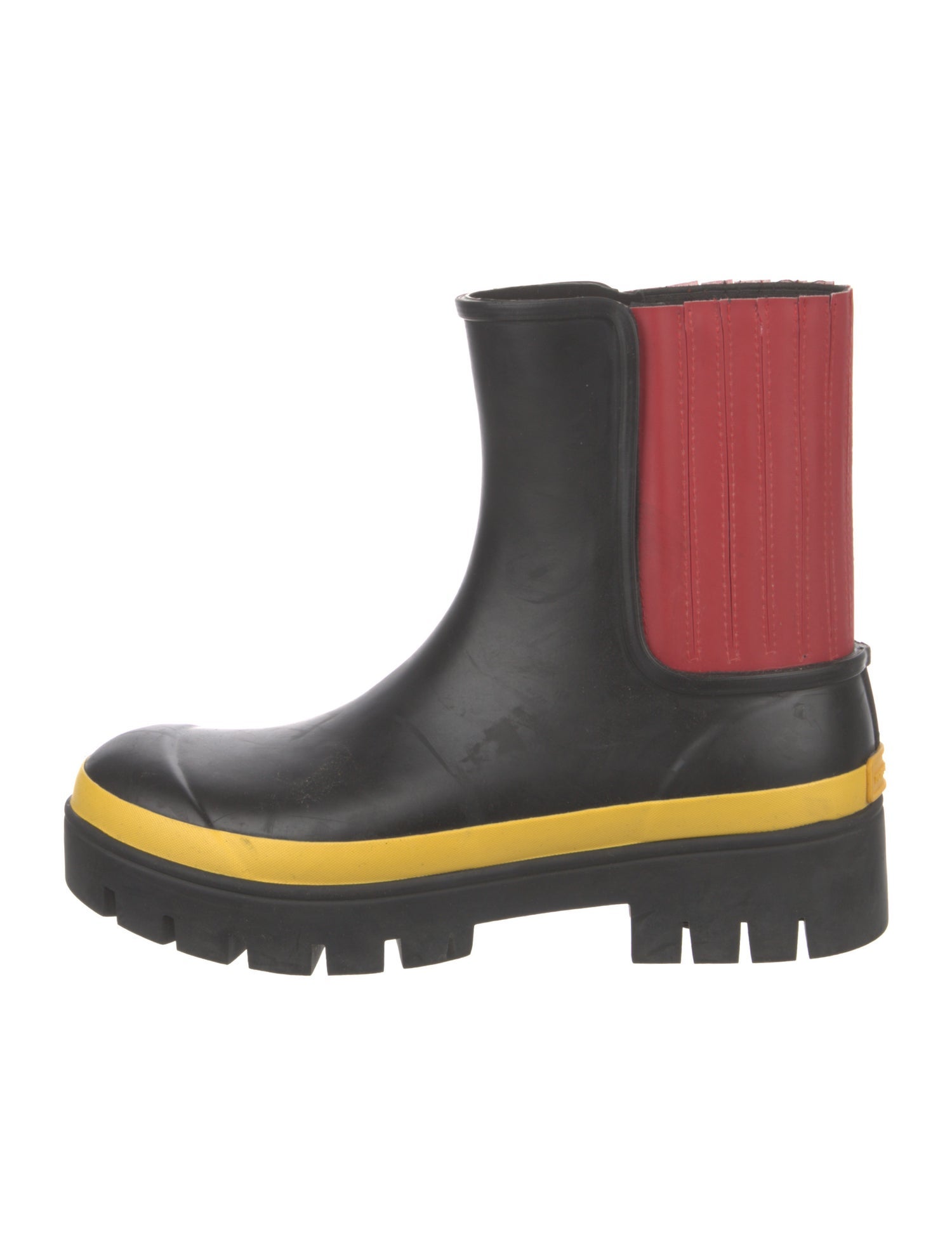 Tory Burch Rubber Colorblock Pattern Rain Boots - Black