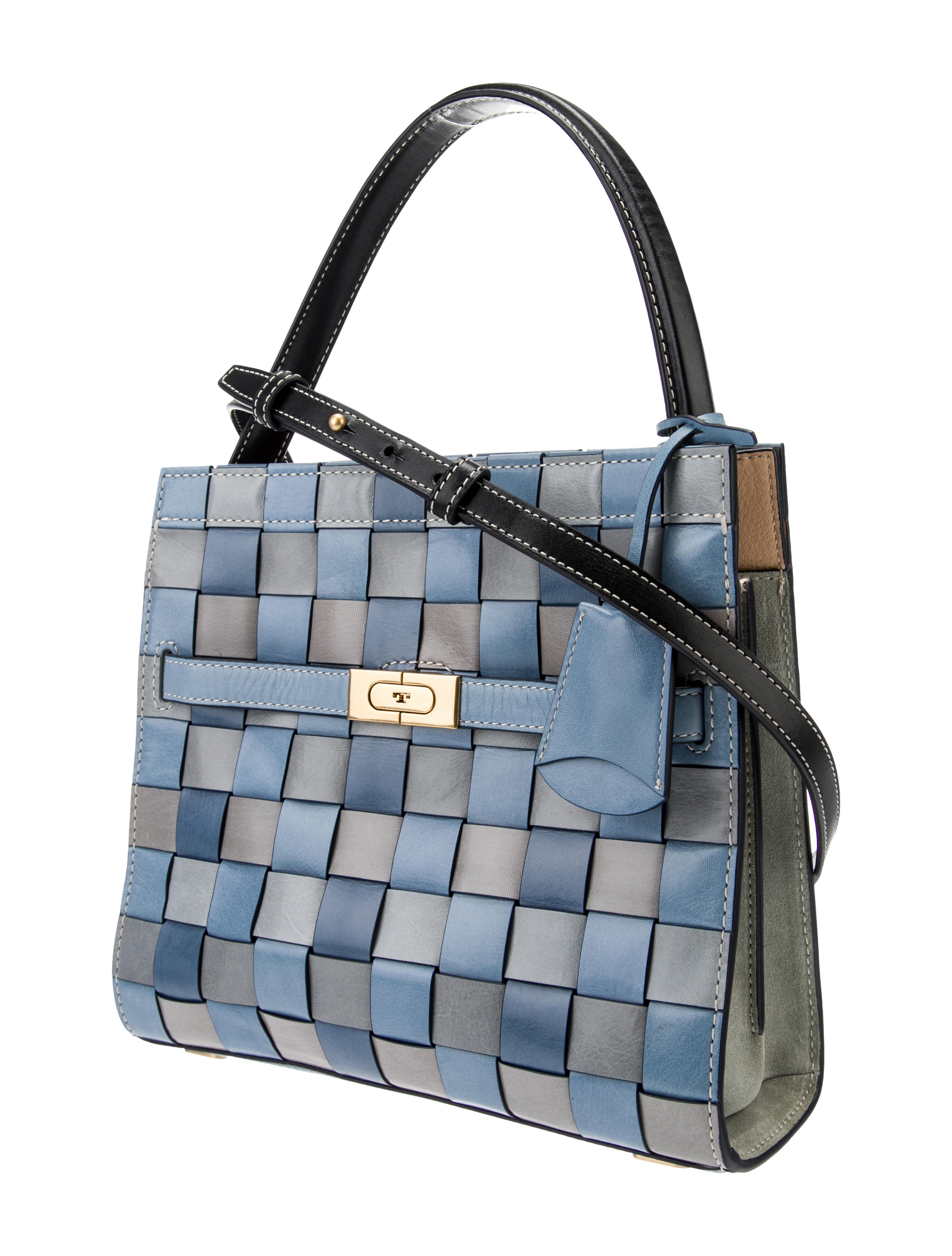 Tory Burch Lee Radziwill Double Woven Bag - Blue Handle Bags