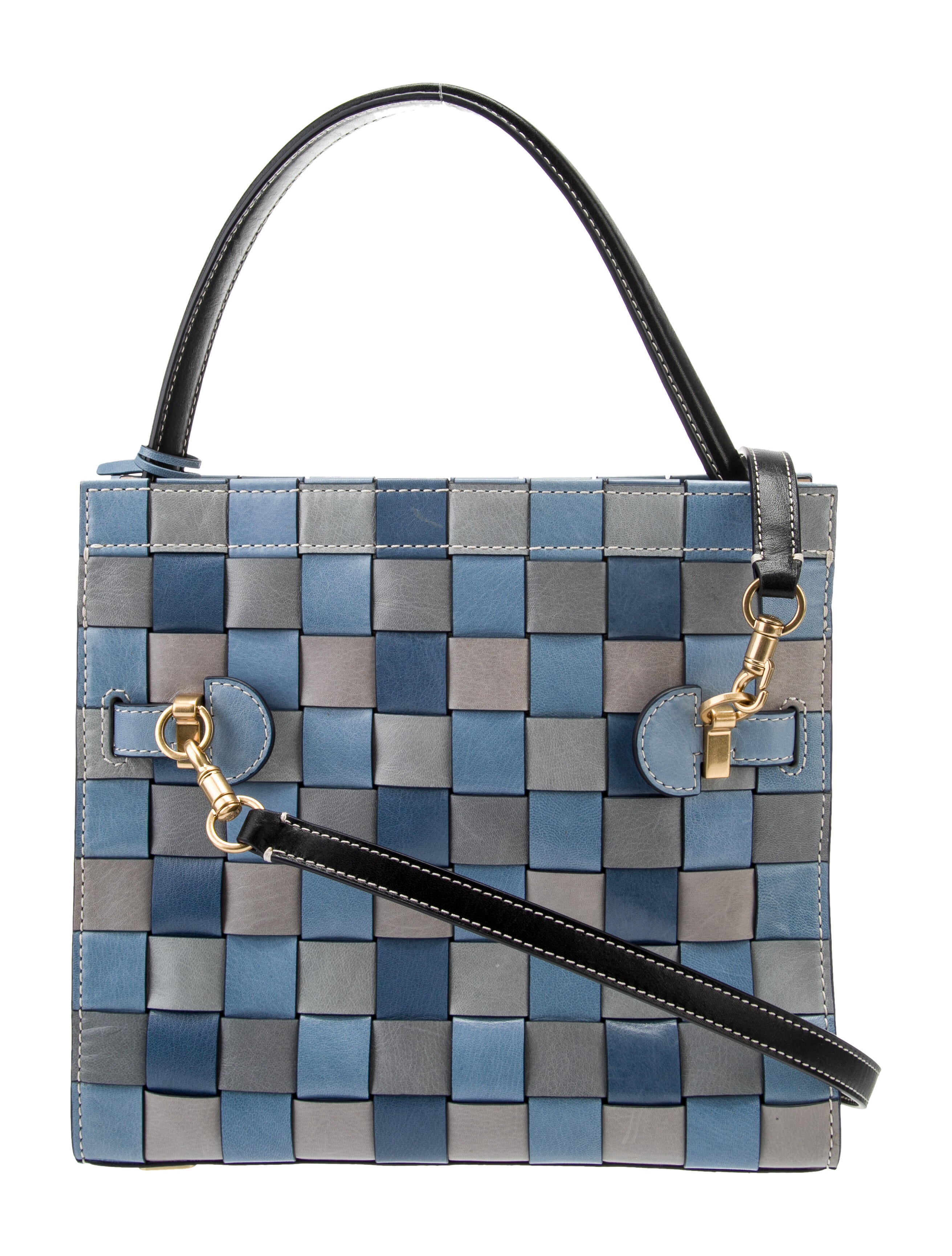 Tory Burch Lee Radziwill Double Woven Bag - Blue Handle Bags
