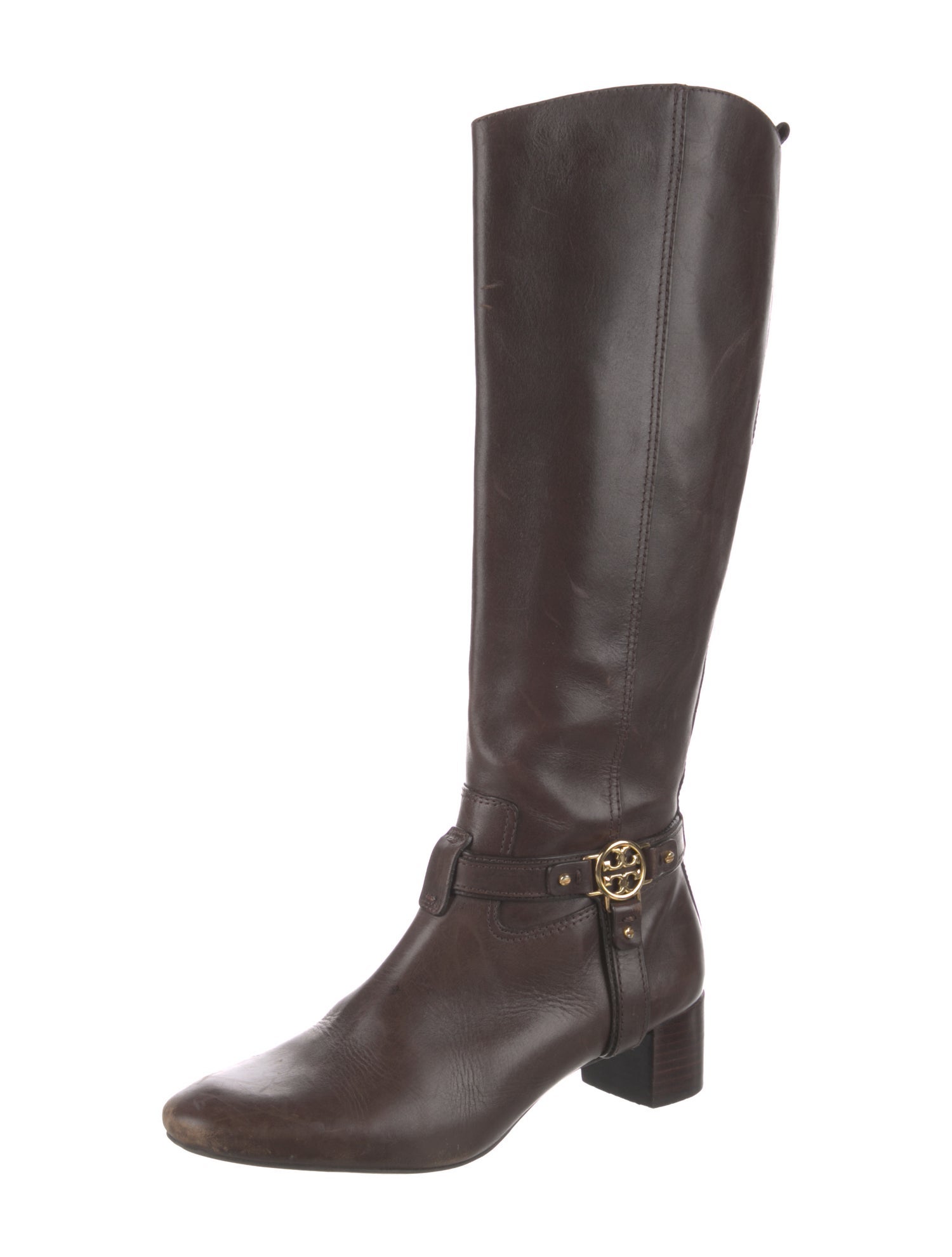 Tory Burch Leather Riding Boots Brown Boots, Shoes WTO581268 The