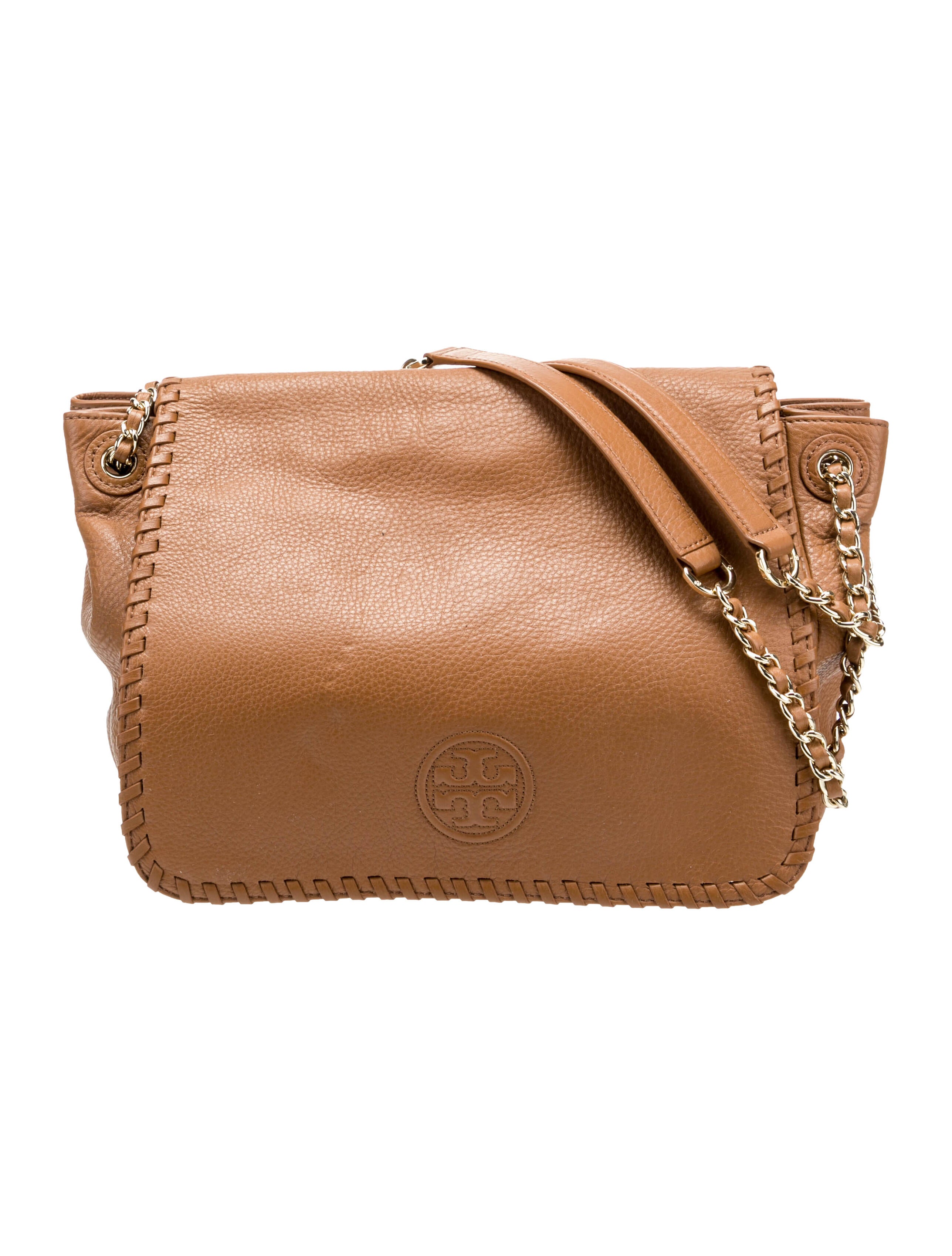 Tory Burch ChainLink Leather Shoulder Bag Brown Shoulder Bags