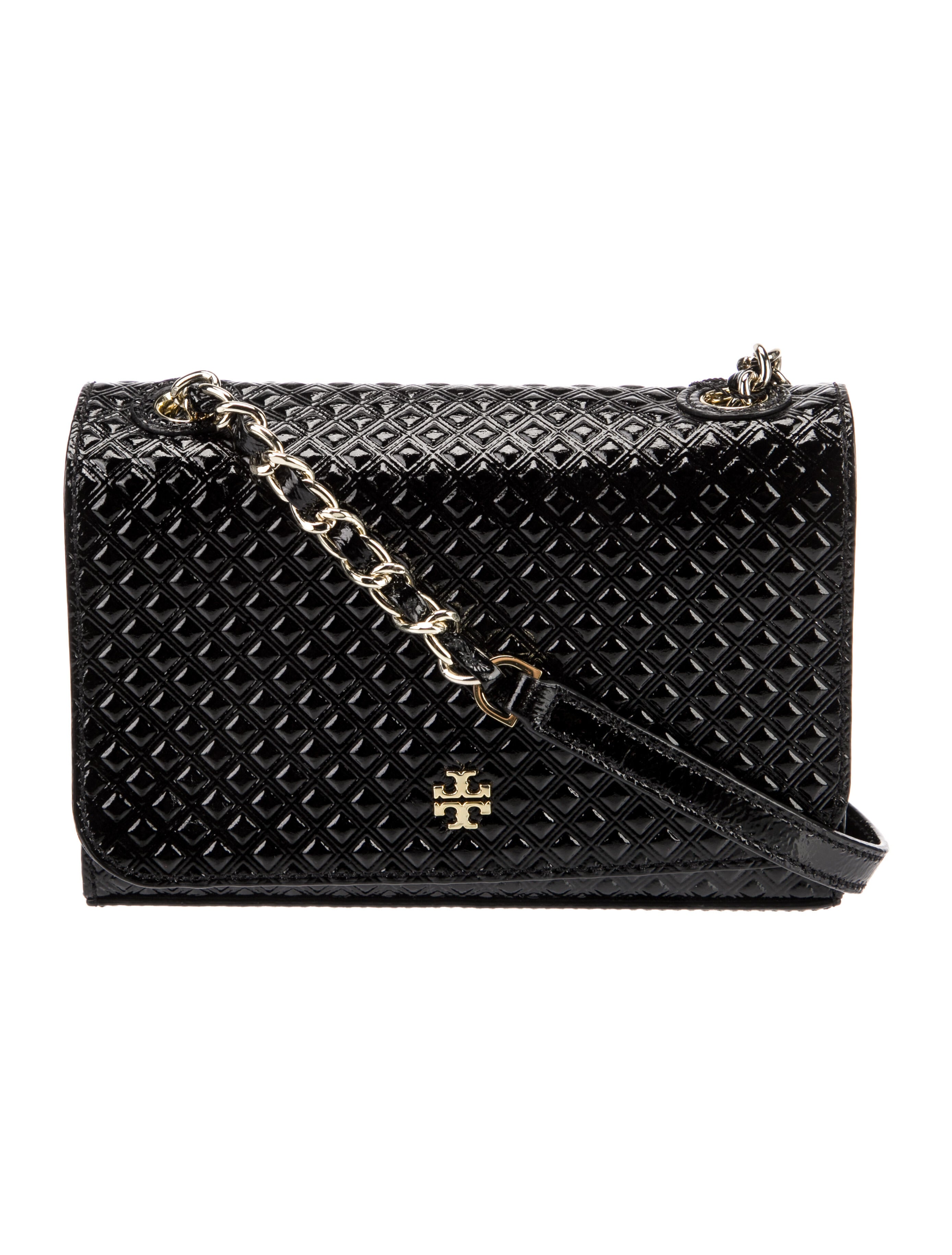 Tory Burch ChainLink Patent Leather Crossbody Bag Black Crossbody