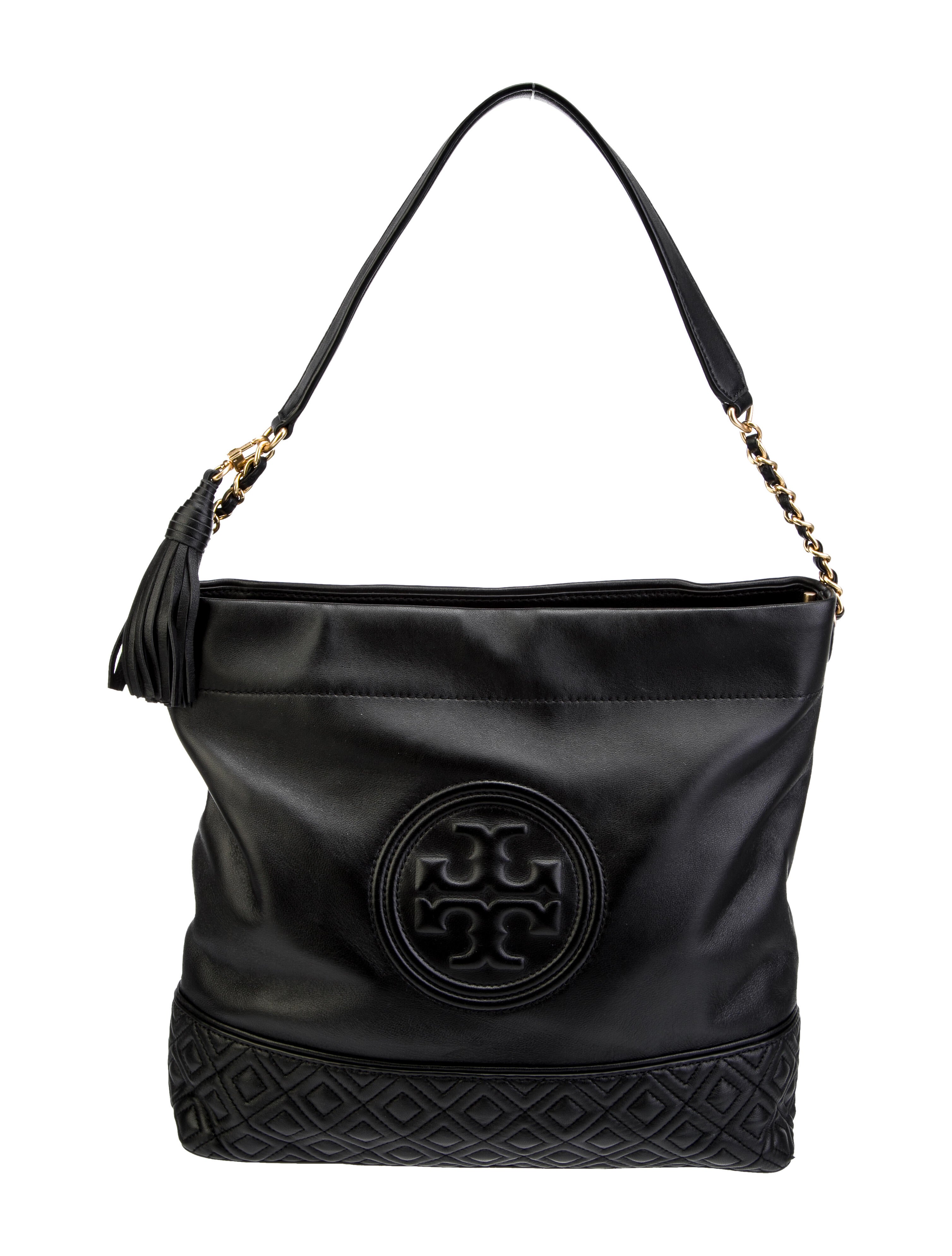 Tory Burch Fleming Leather Hobo Black Hobos, Handbags WTO589196