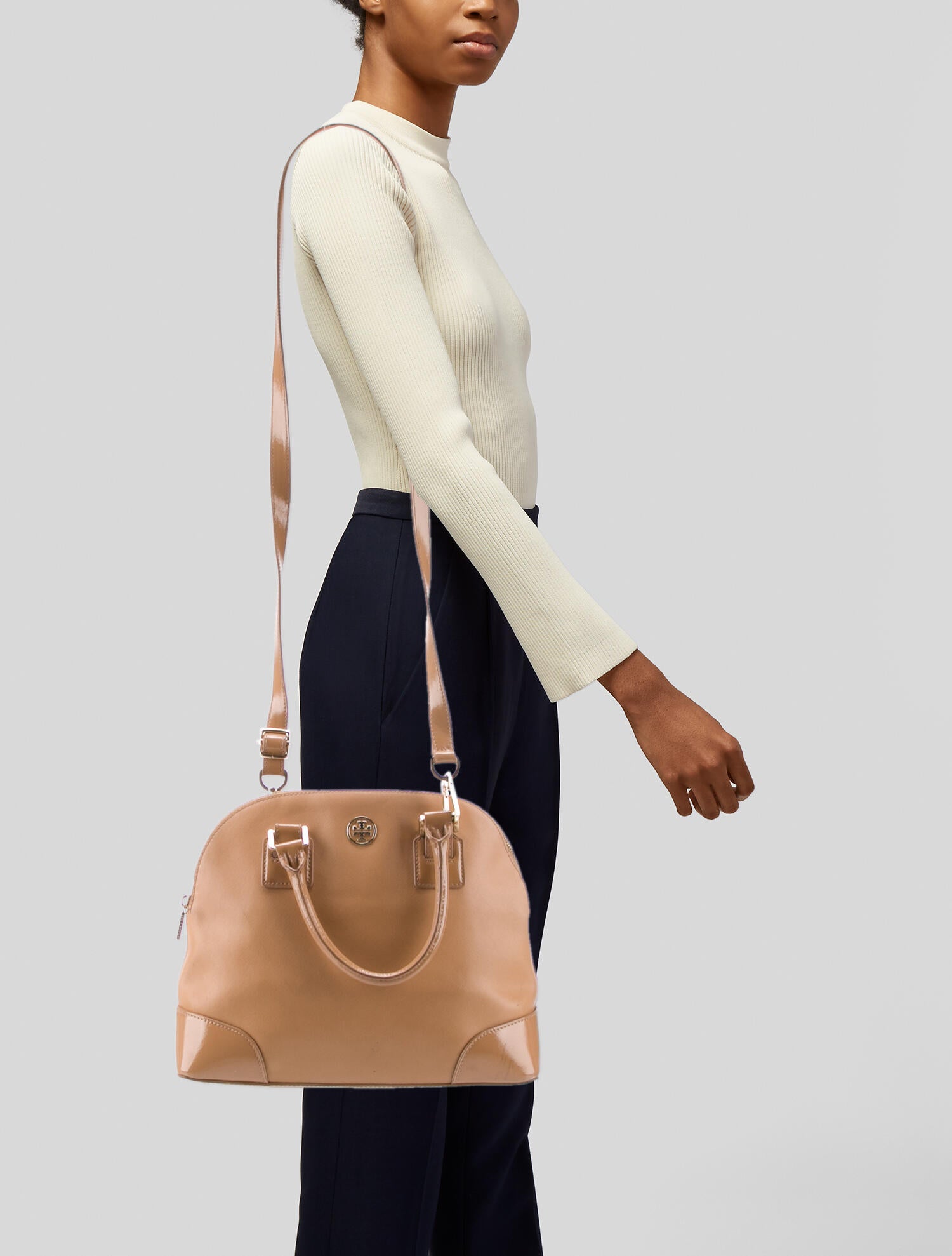 Tory Burch Leather Handle Bag Neutrals Handle Bags, Handbags