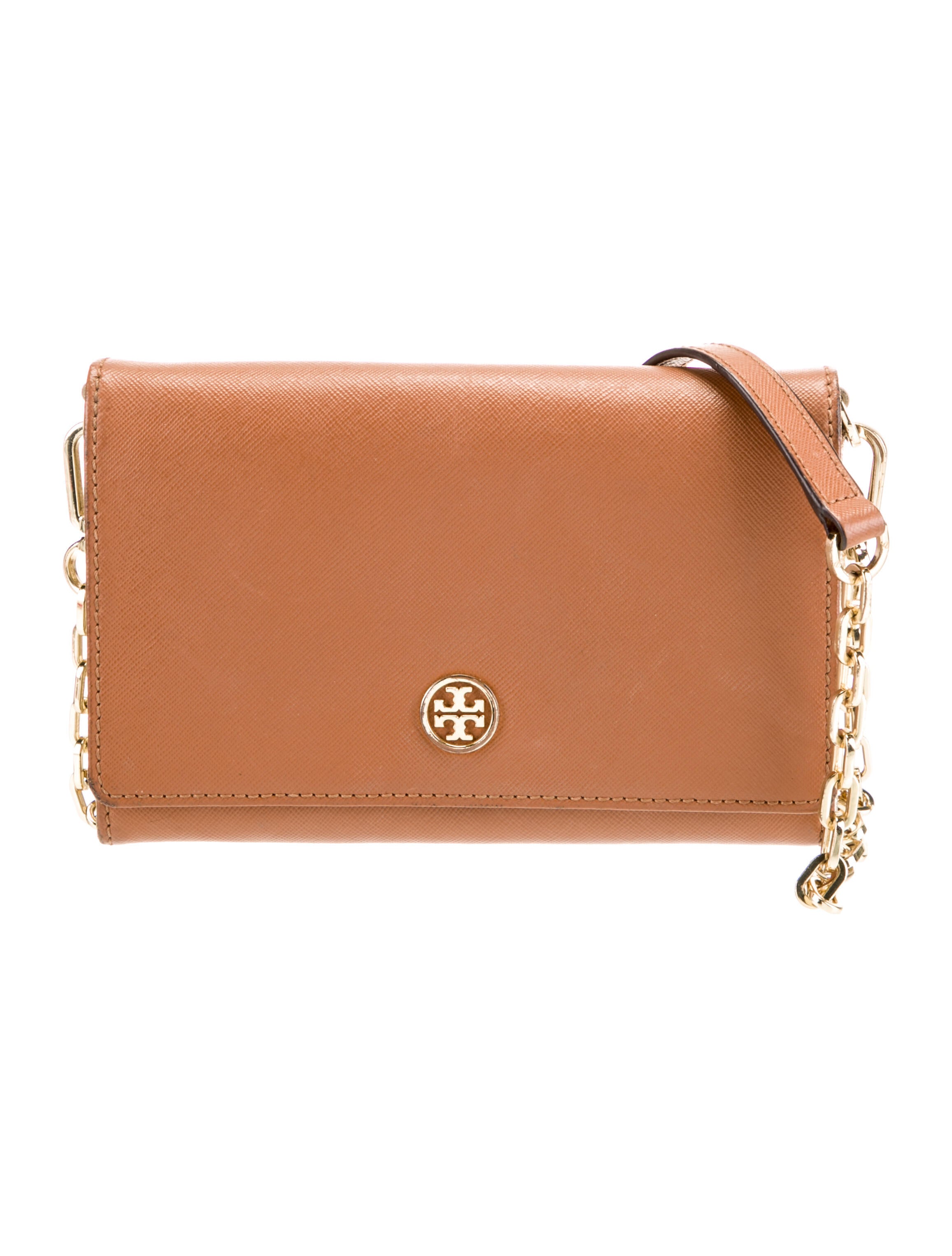 Tory Burch Saffiano Leather ChainLink Crossbody Brown Crossbody Bags