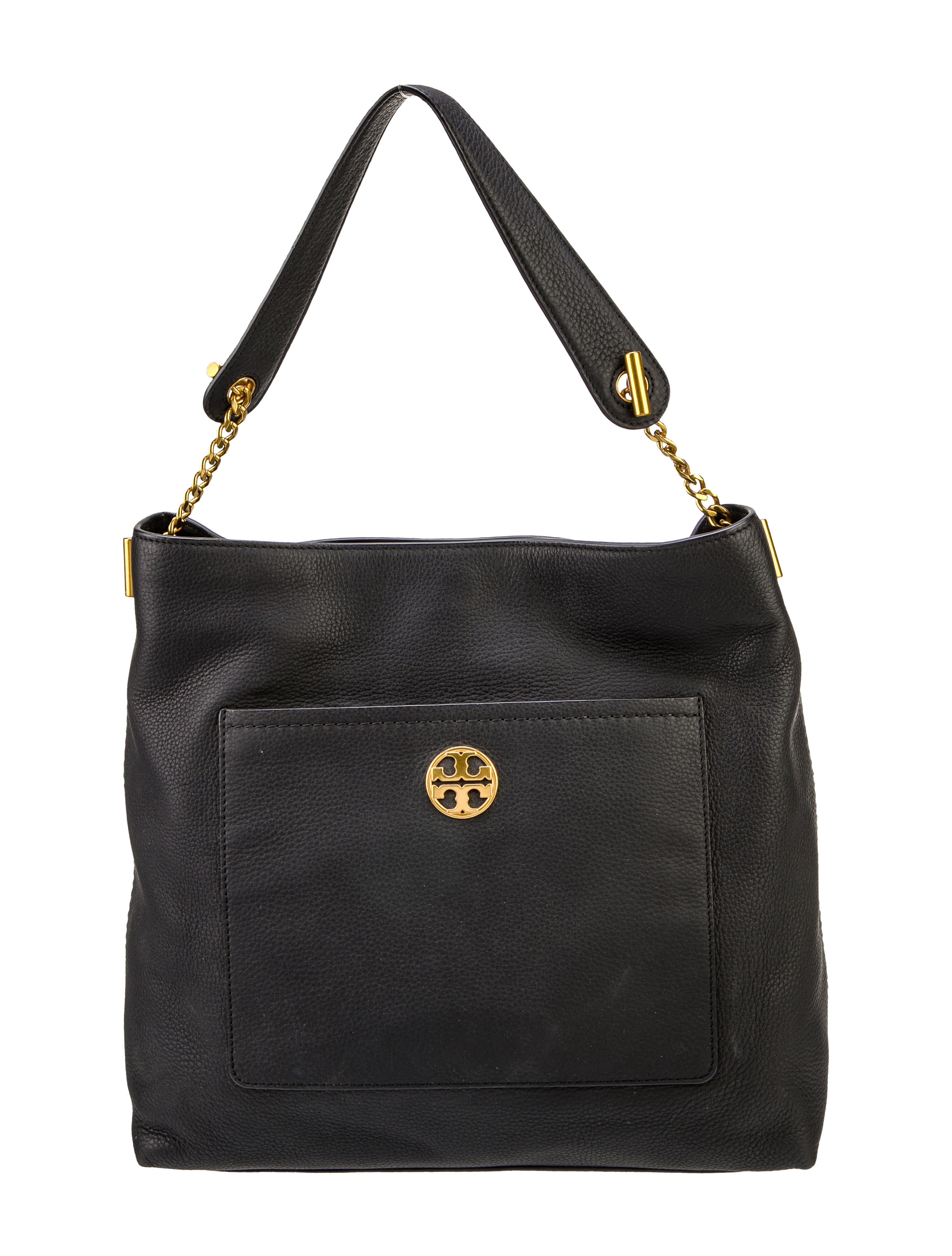 Tory Burch Solid Leather Shoulder Bag Black Shoulder Bags, Handbags