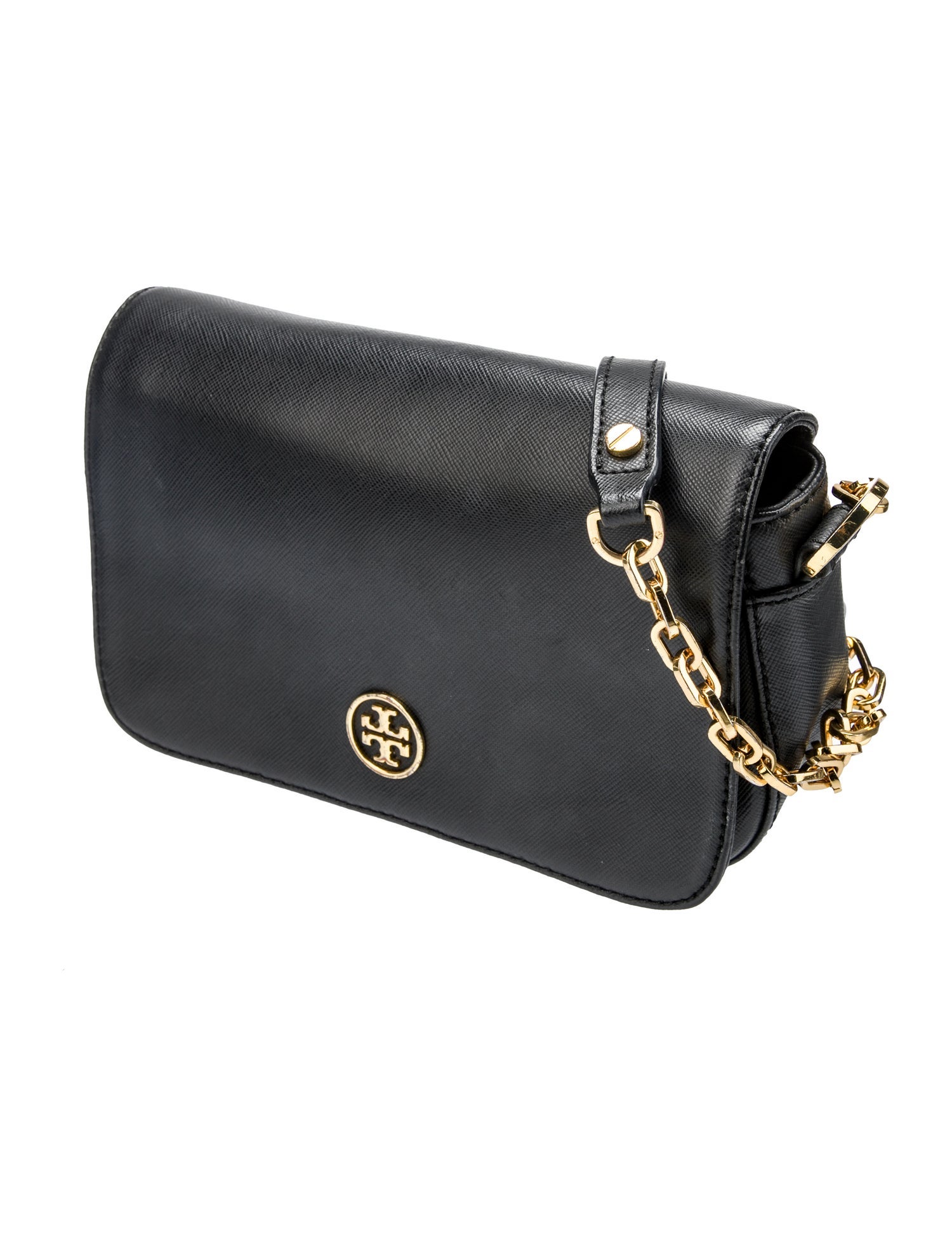 Tory Burch Saffiano Leather ChainLink Crossbody Bag Black Crossbody