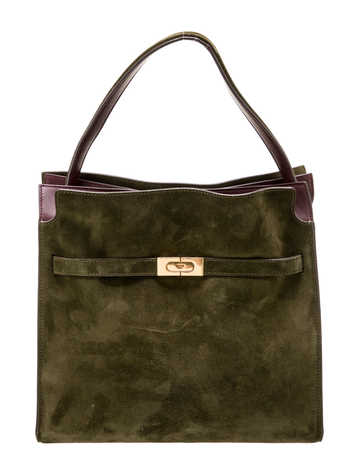 Tory Burch Suede Lee Radziwill Double Bag - Green Handle Bags