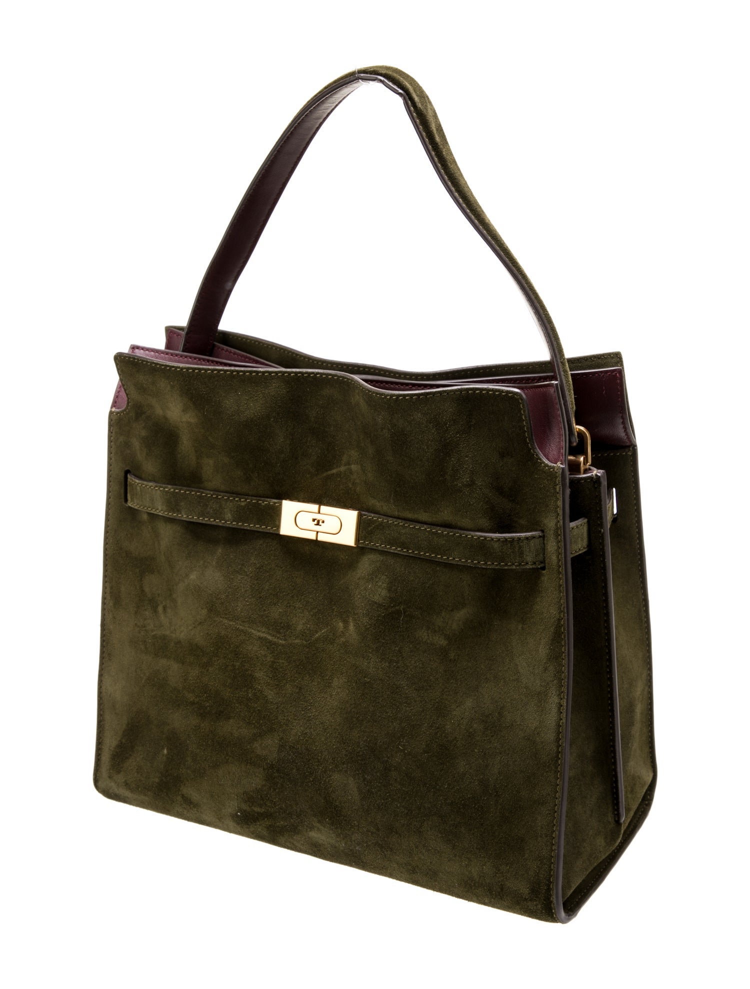 Tory Burch Suede Lee Radziwill Double Bag - Green Handle Bags
