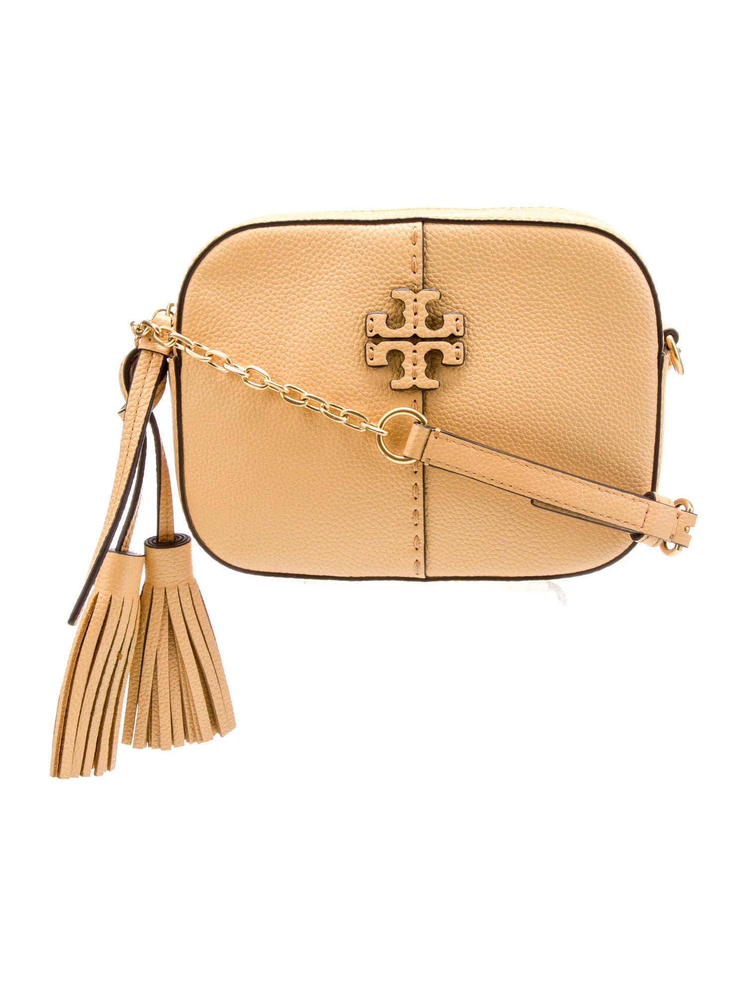 Tory Burch ChainLink Leather Shoulder Bag Orange Shoulder Bags