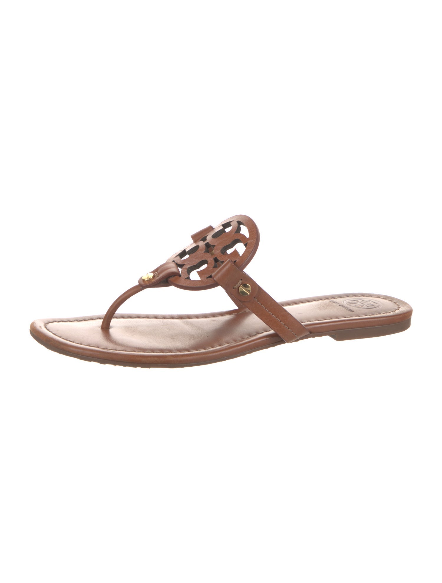 Tory Burch Leather Flip Flops Brown Sandals, Shoes WTO603491 The