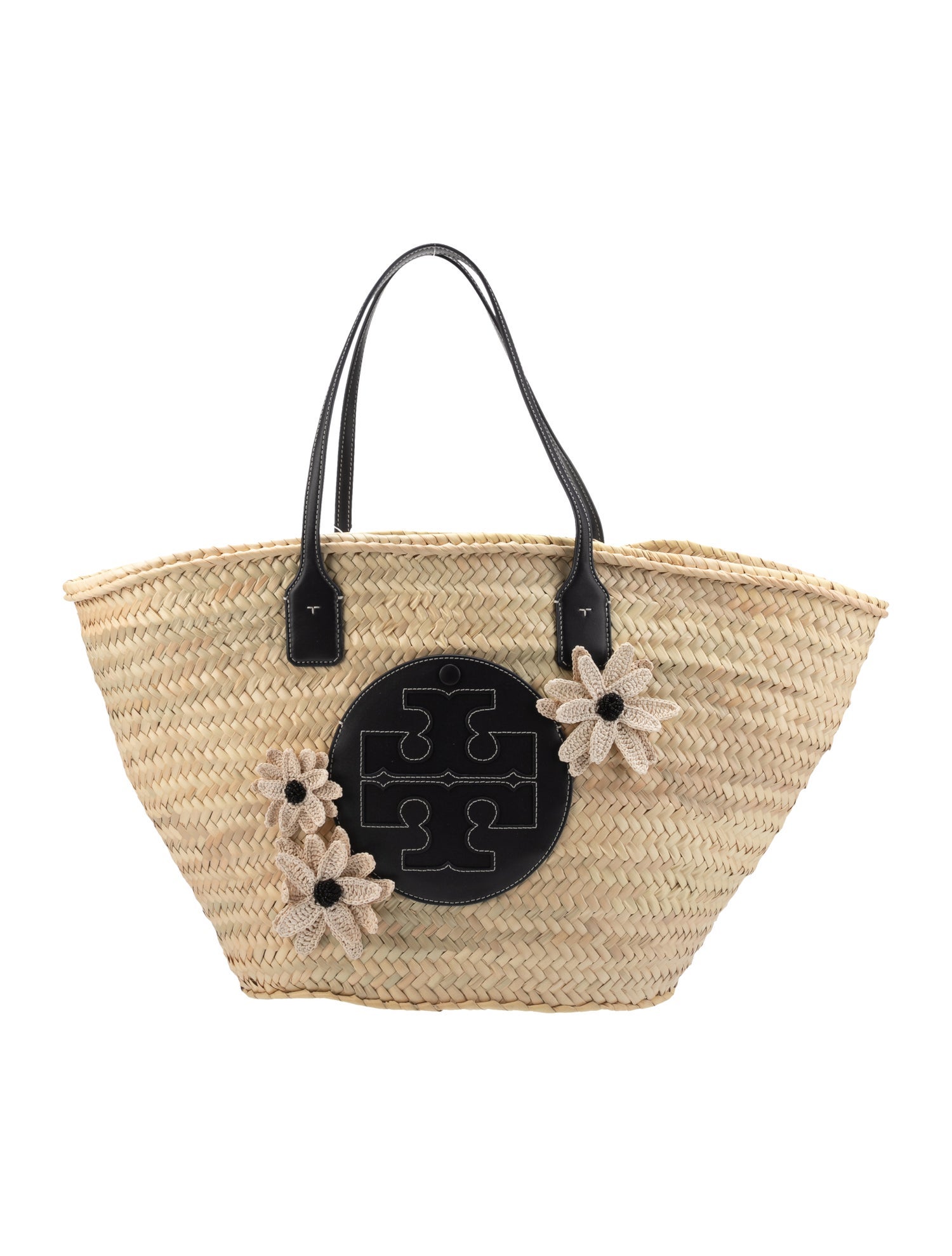 Tory Burch Ella Straw Basket Tote w/Tags Blue Totes, Handbags
