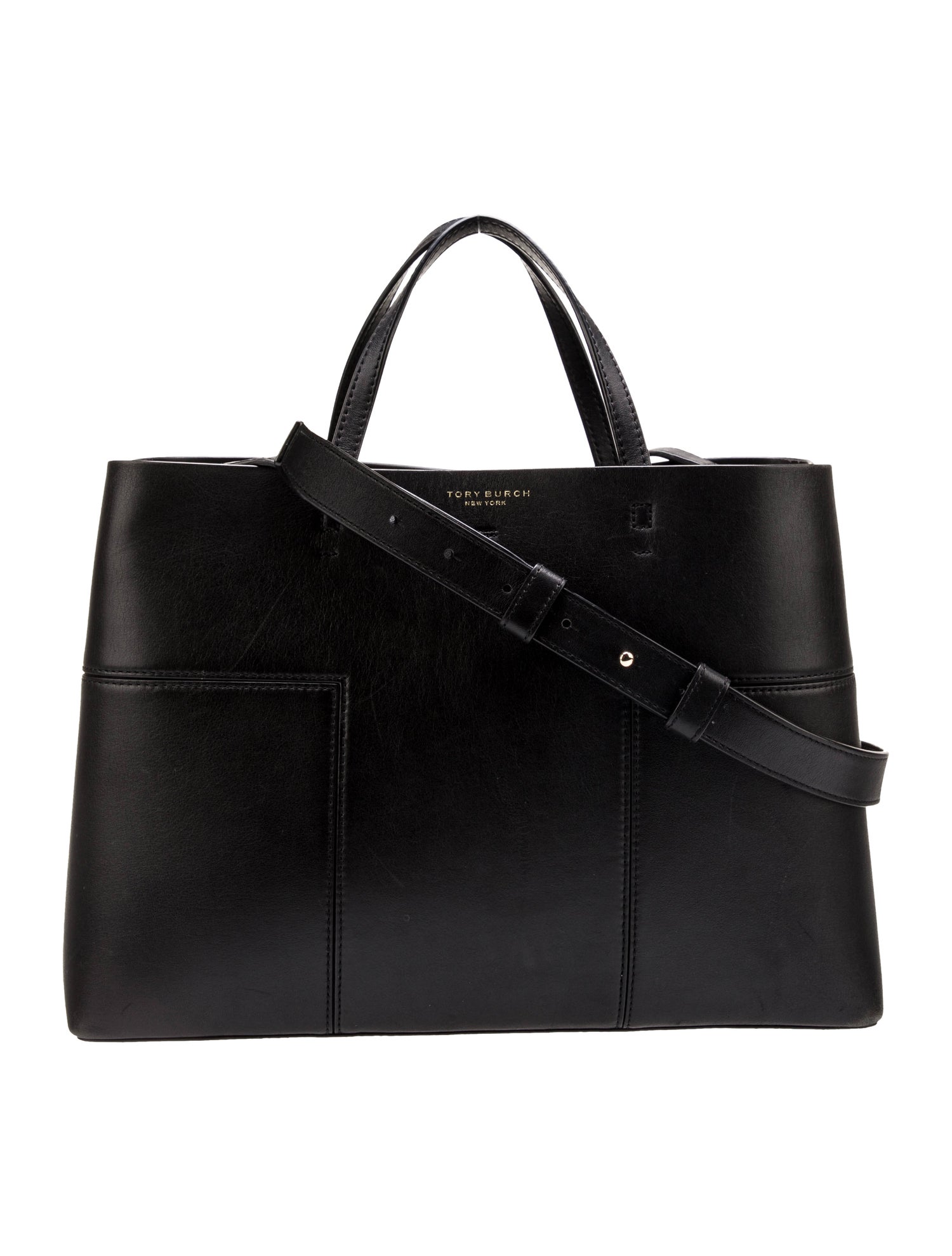 Tory Burch Solid black Handle Bag Black Handle Bags, Handbags