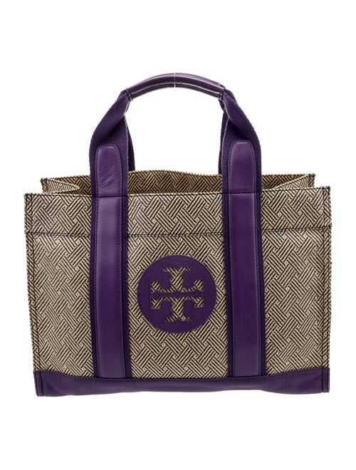 Tory Burch Leather Trim Canvas Tote Bag