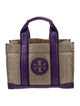 Tory Burch Leather Trim Canvas Tote Bag