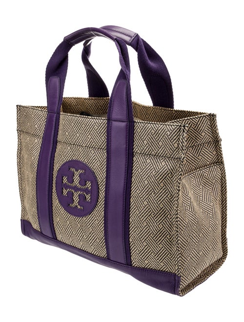 Tory Burch Leather Trim Canvas Tote Bag