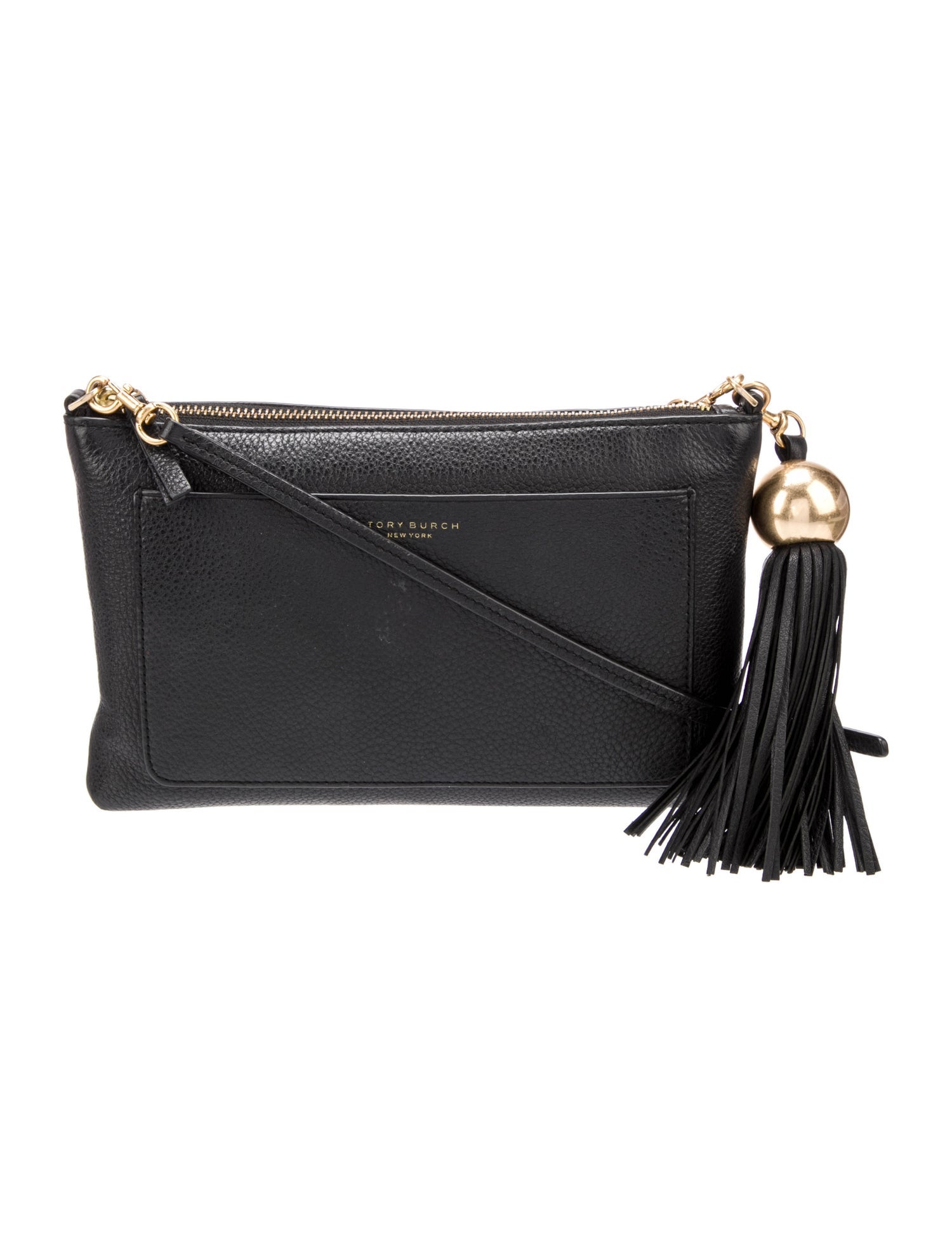 Tory Burch GoldToned Leather Crossbody Bag Black Crossbody Bags