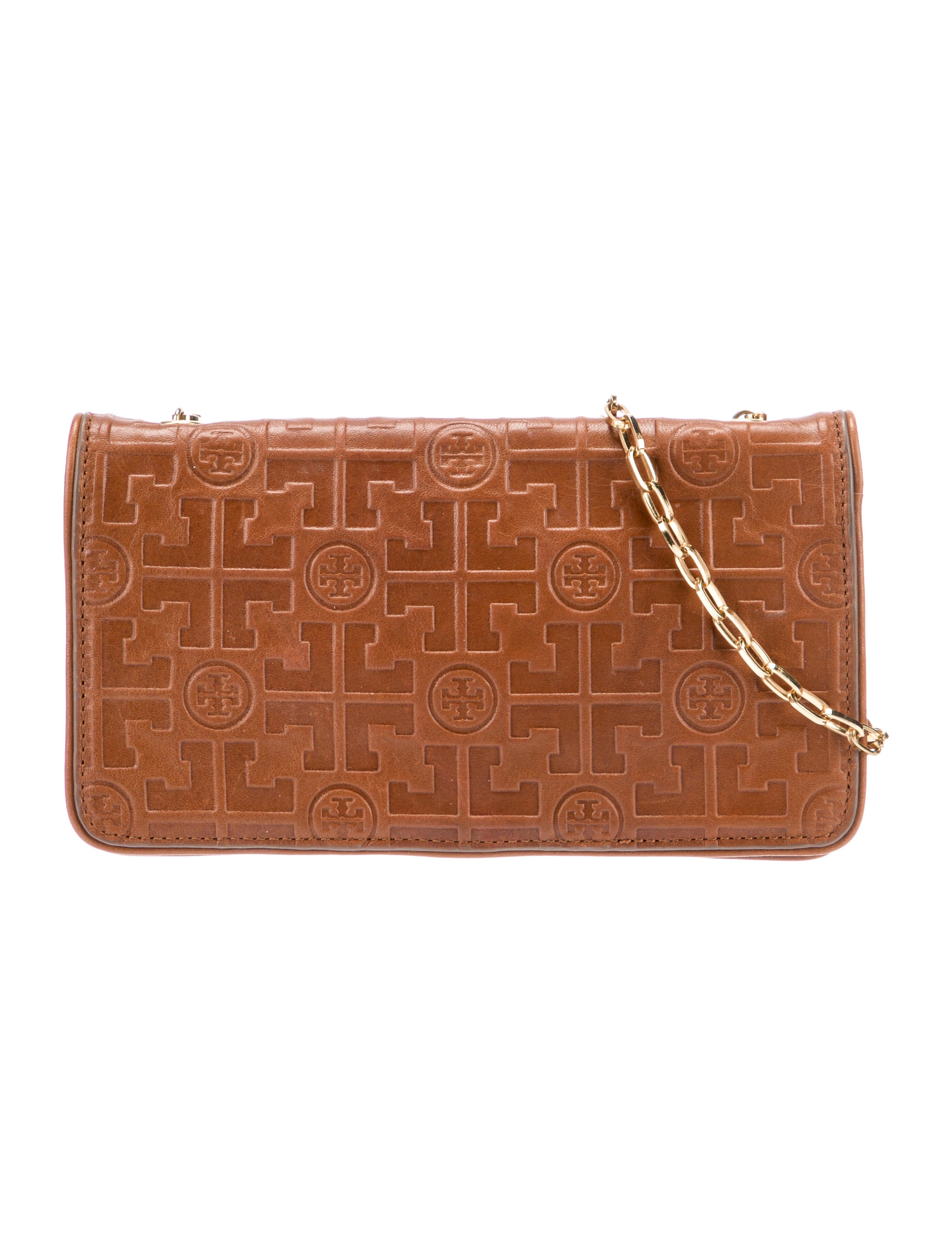 Tory Burch Leather Chain Link Shoulder Bag Brown Shoulder Bags