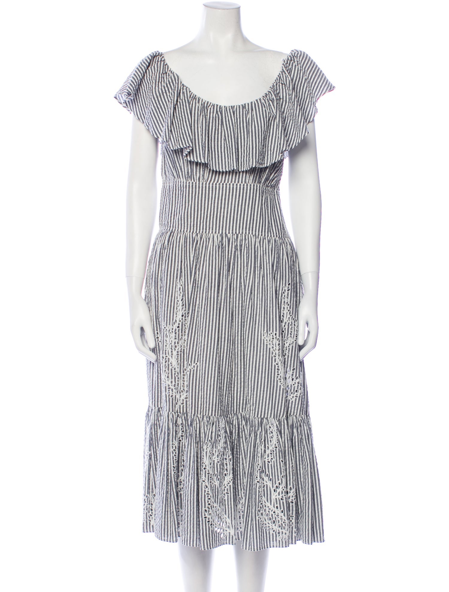 Tory Burch Striped Midi Length Dress