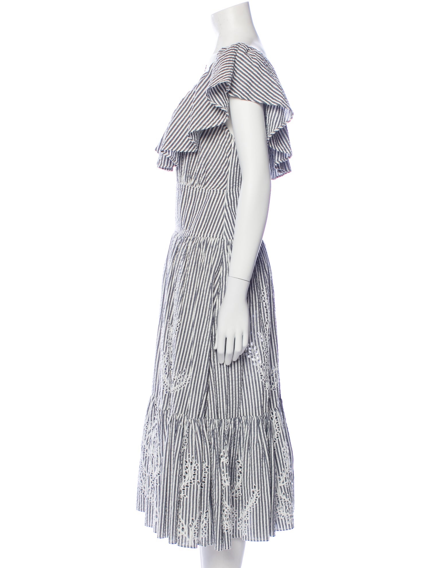 Tory Burch Striped Midi Length Dress