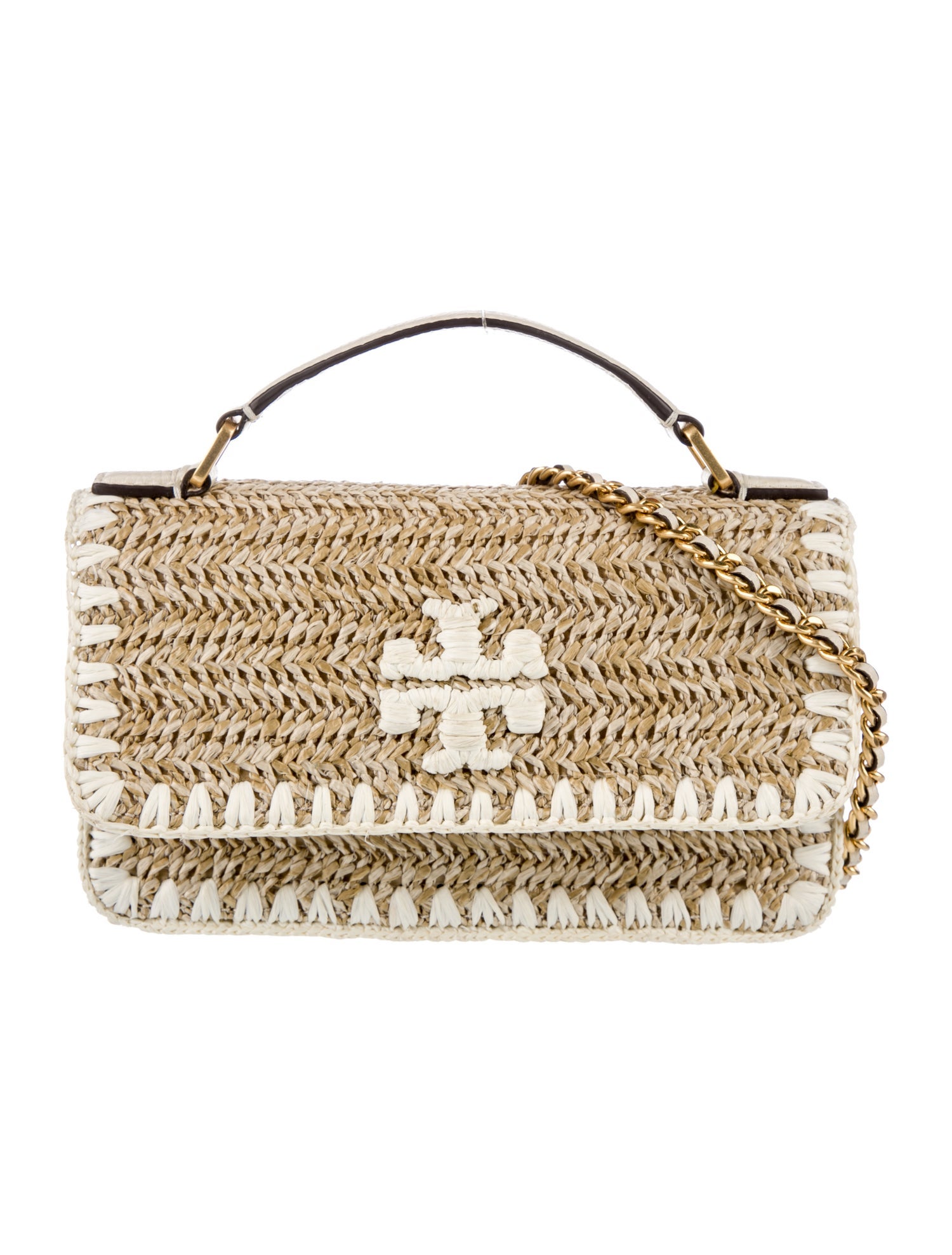 Tory Burch Logo Straw Crossbody Bag - Neutrals Crossbody