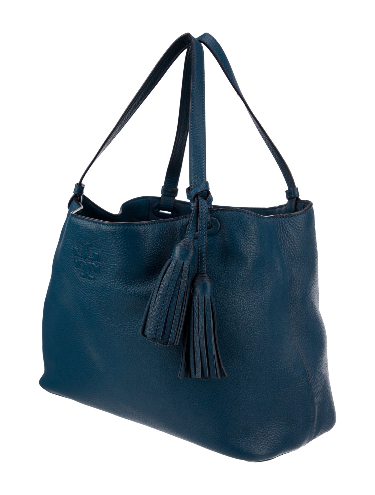 Tory Burch Tassel Leather Shoulder Bag - Blue Shoulder Bags