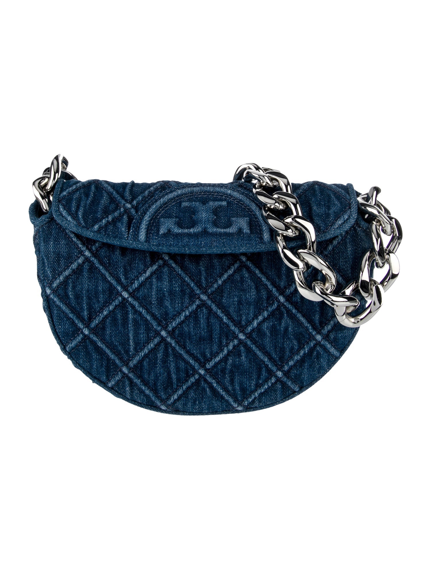 Tory Burch Fleming Soft Denim Mini Crescent Bag w/Tags - Blue