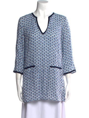 Tory Burch Tops Printed V-Neck Tunic S