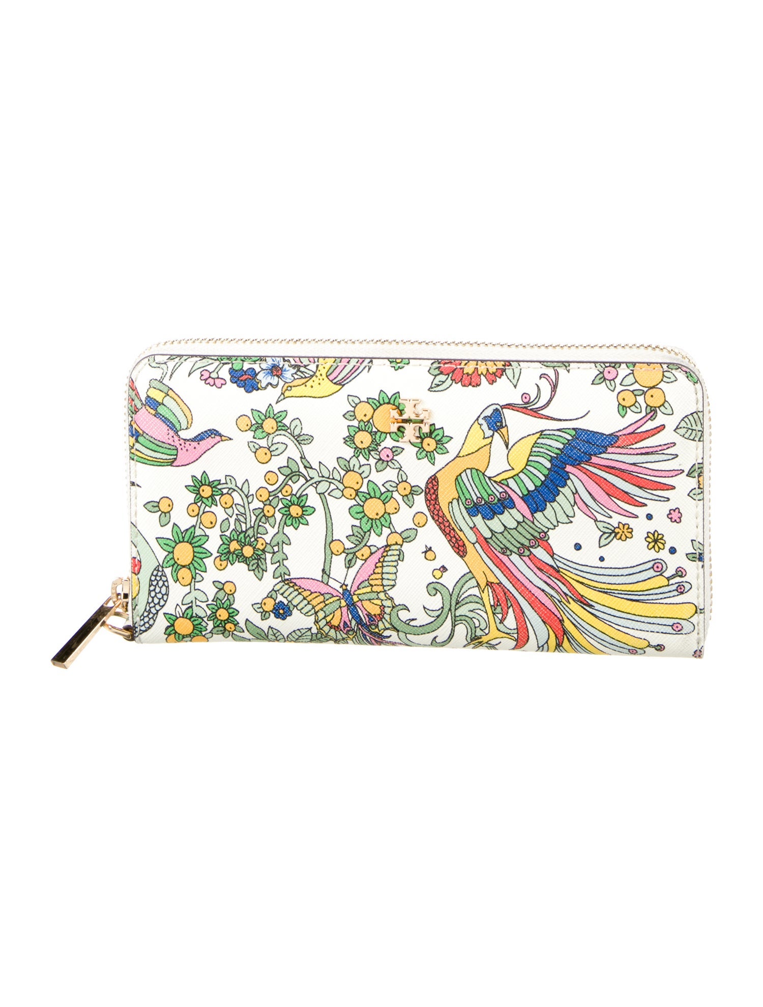 Tory Burch Canvas Printed Wristlet Neutrals Wallets, Accessories