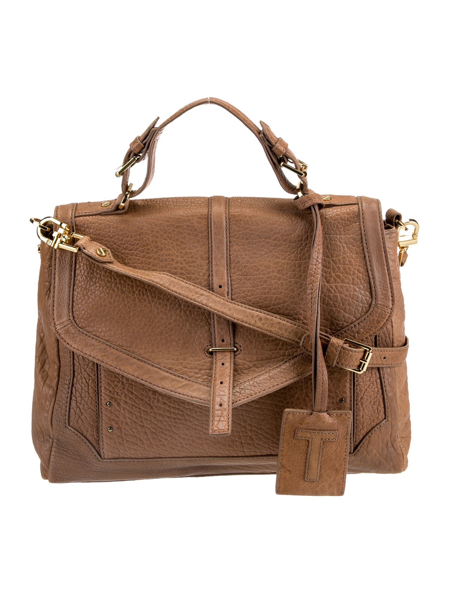 Tory Burch Leather Messenger Bag Brown Crossbody Bags, Handbags