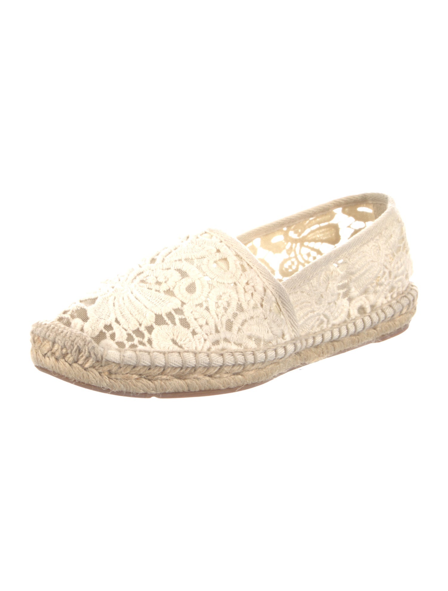 Tory Burch Lace Pattern Mesh Accents Espadrilles