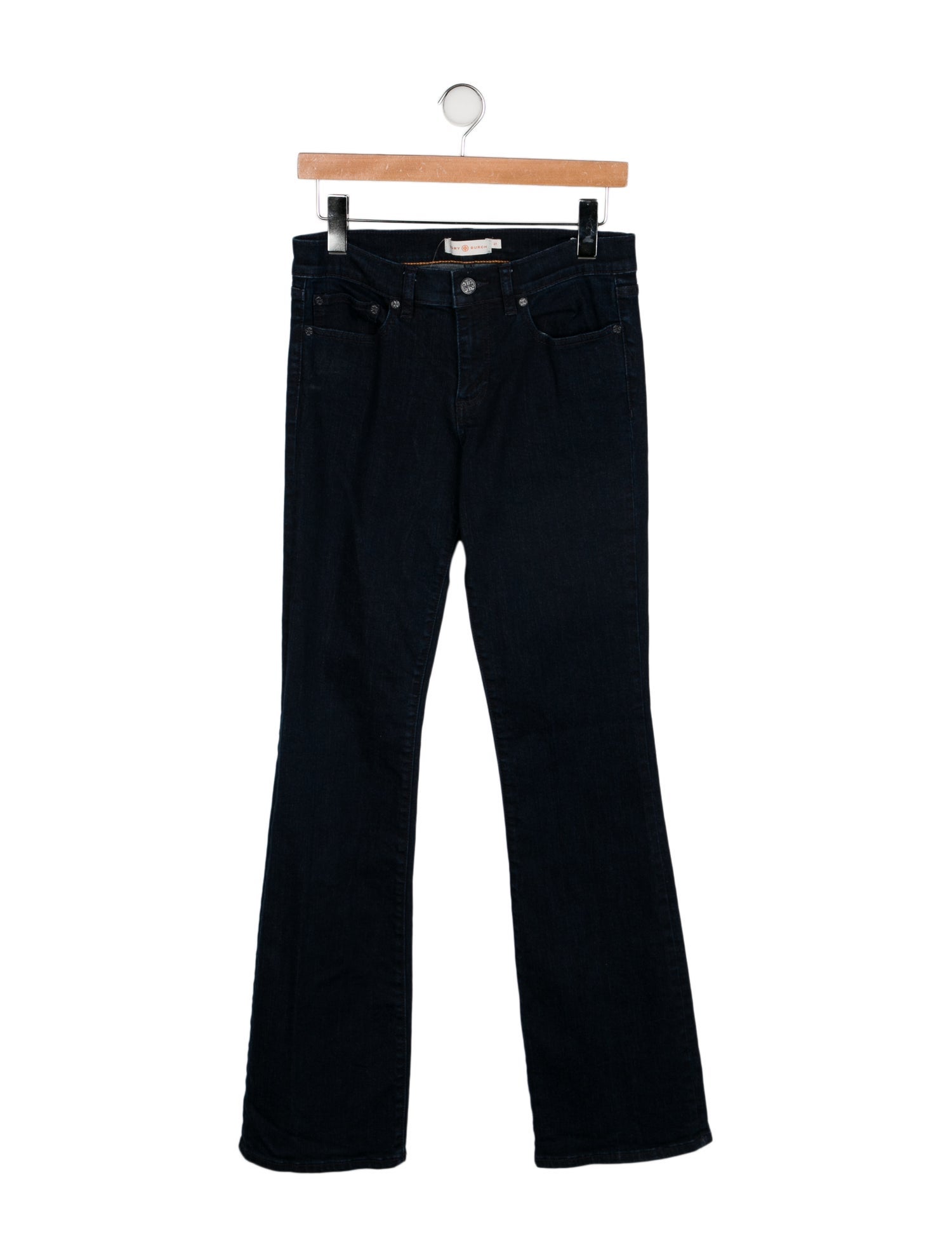 Tory Burch Mid-Rise Straight Leg Jeans - Blue, 8.75