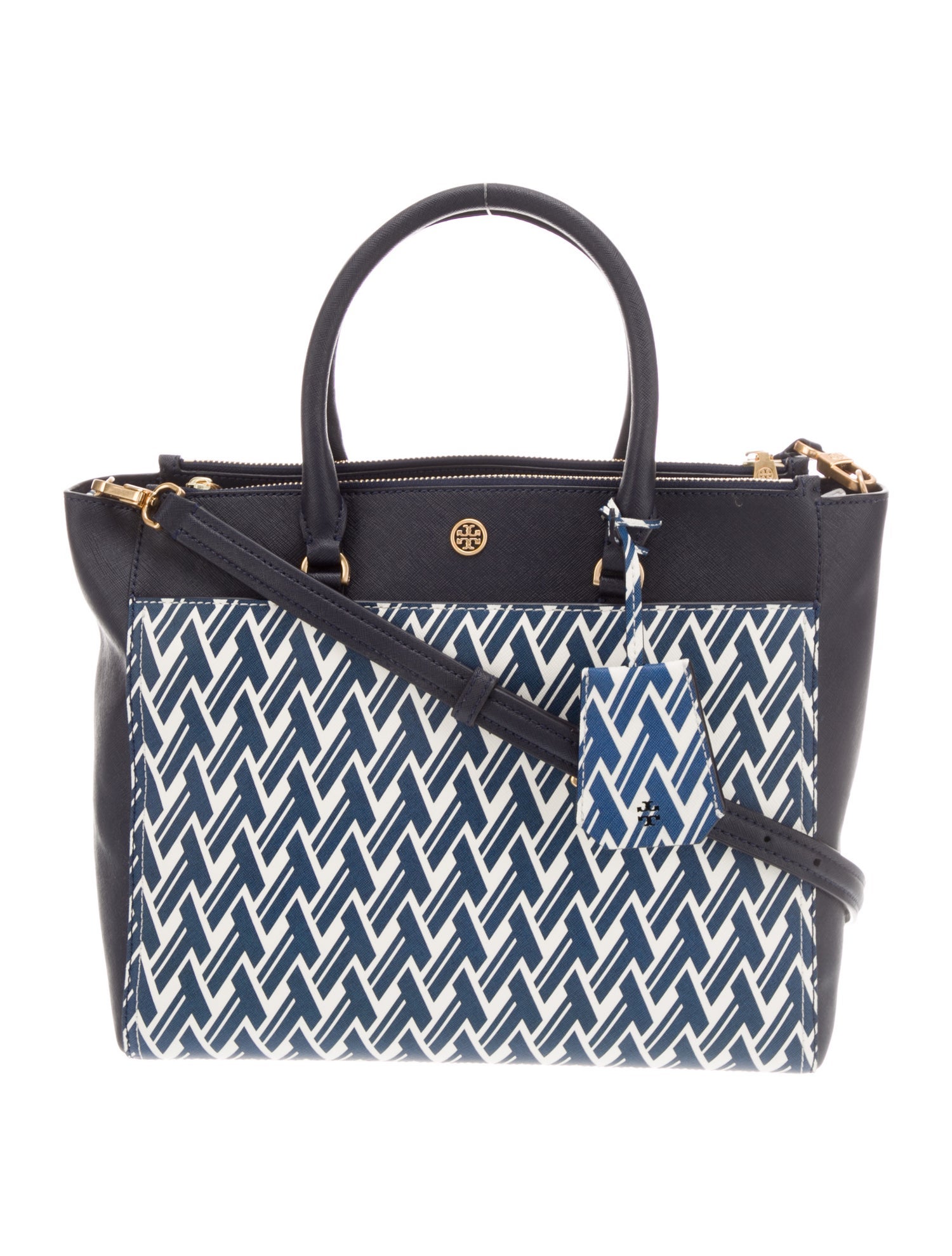 Tory Burch Leather Top Handle Bag Blue Handle Bags, Handbags