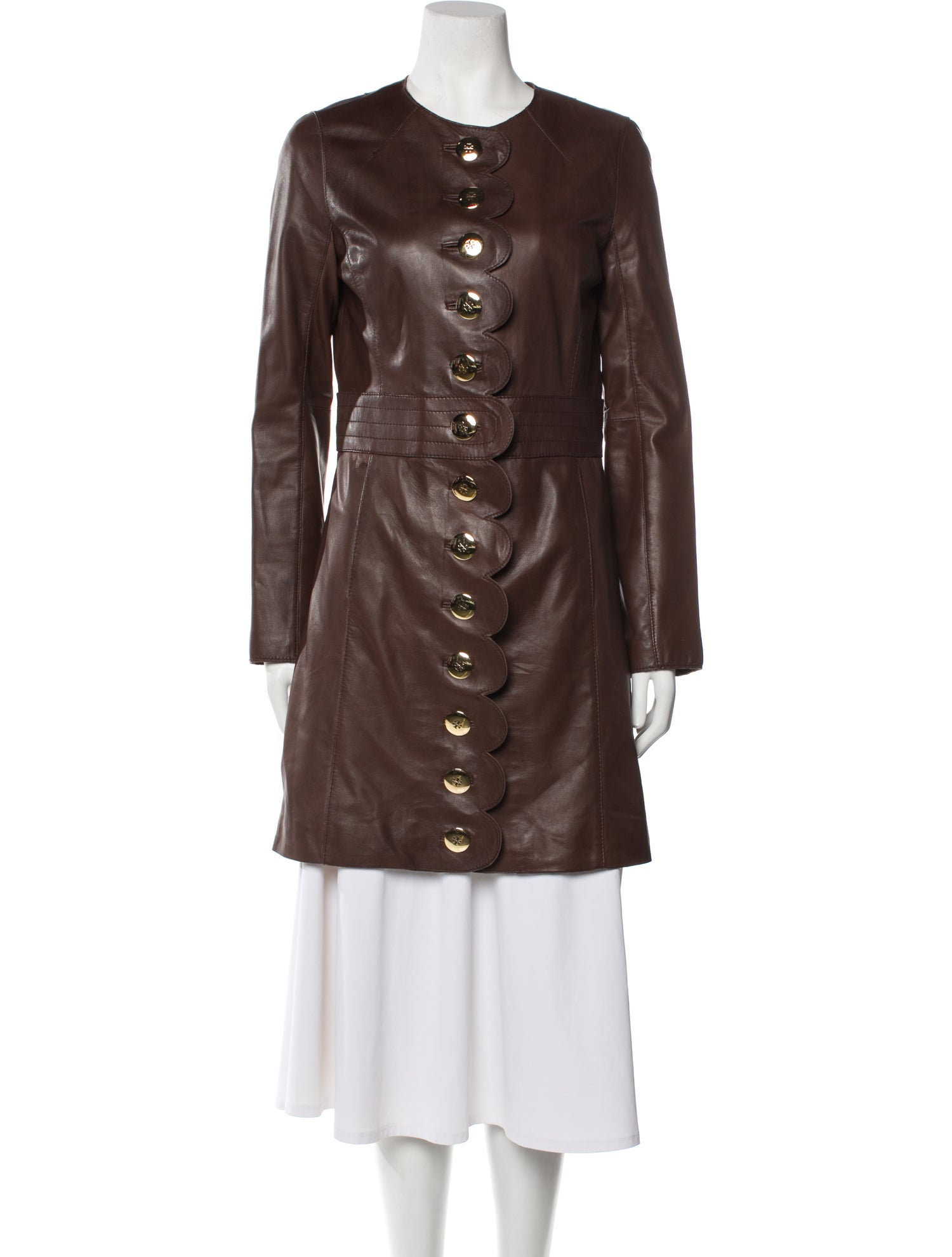 Tory Burch Leather Coat Brown Coats, Clothing WTO683007 The RealReal