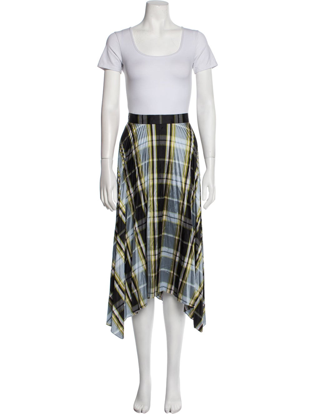 Tory Burch Silk Plaid Print Skirt Set Blue Suits and Sets, Clothing