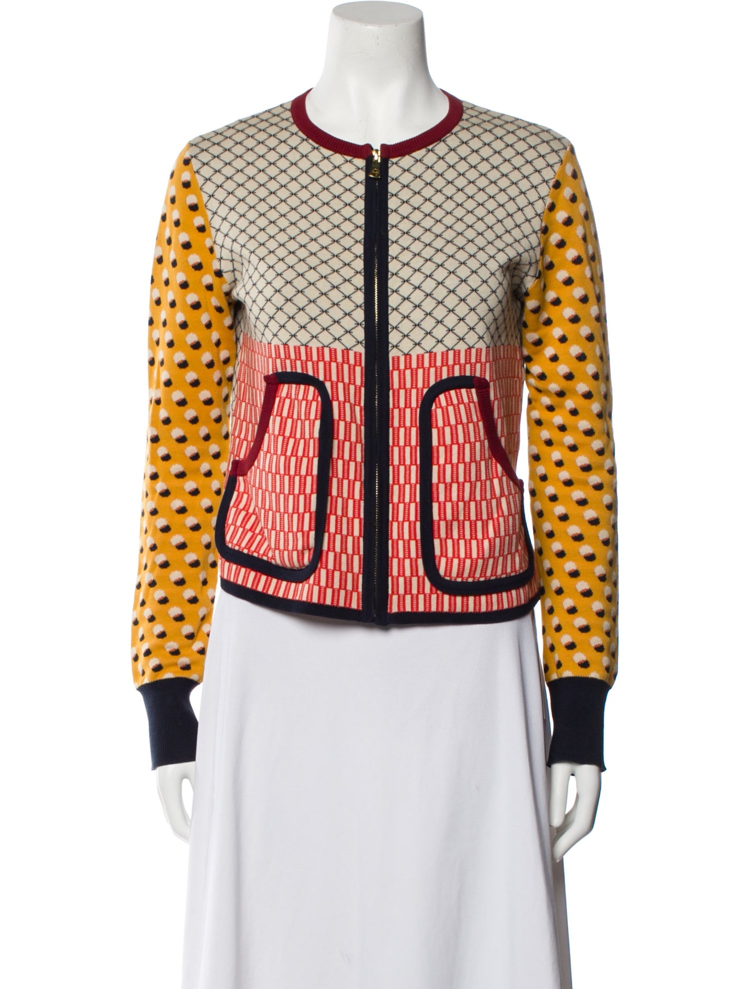 Tory Burch Patterned Crew Neck Sweater