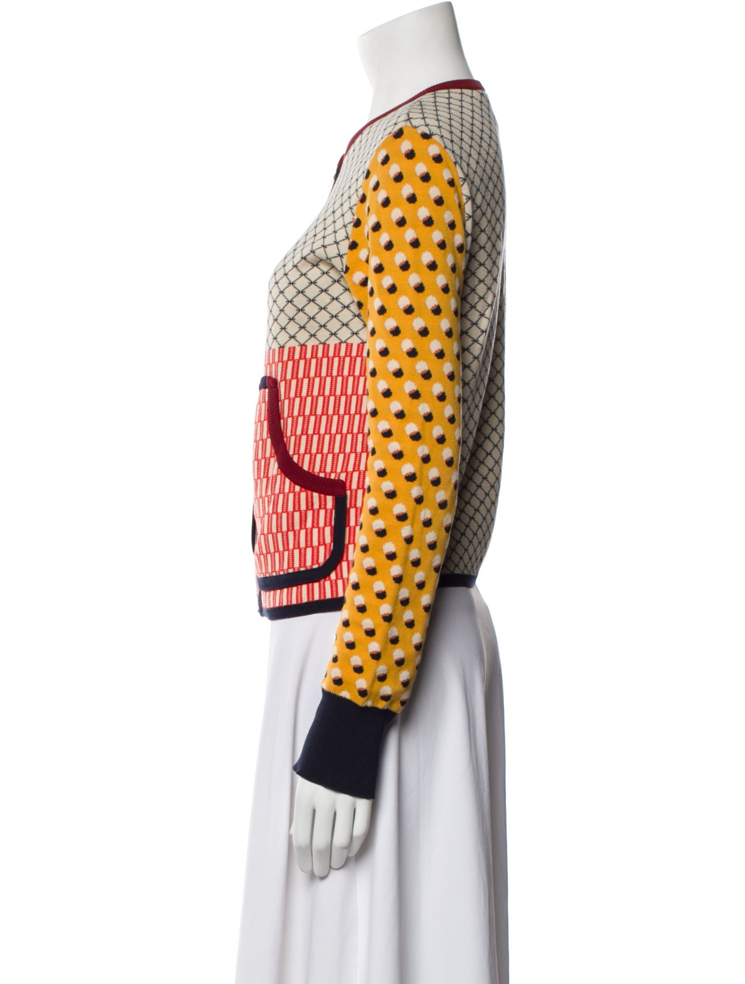 Tory Burch Patterned Crew Neck Sweater