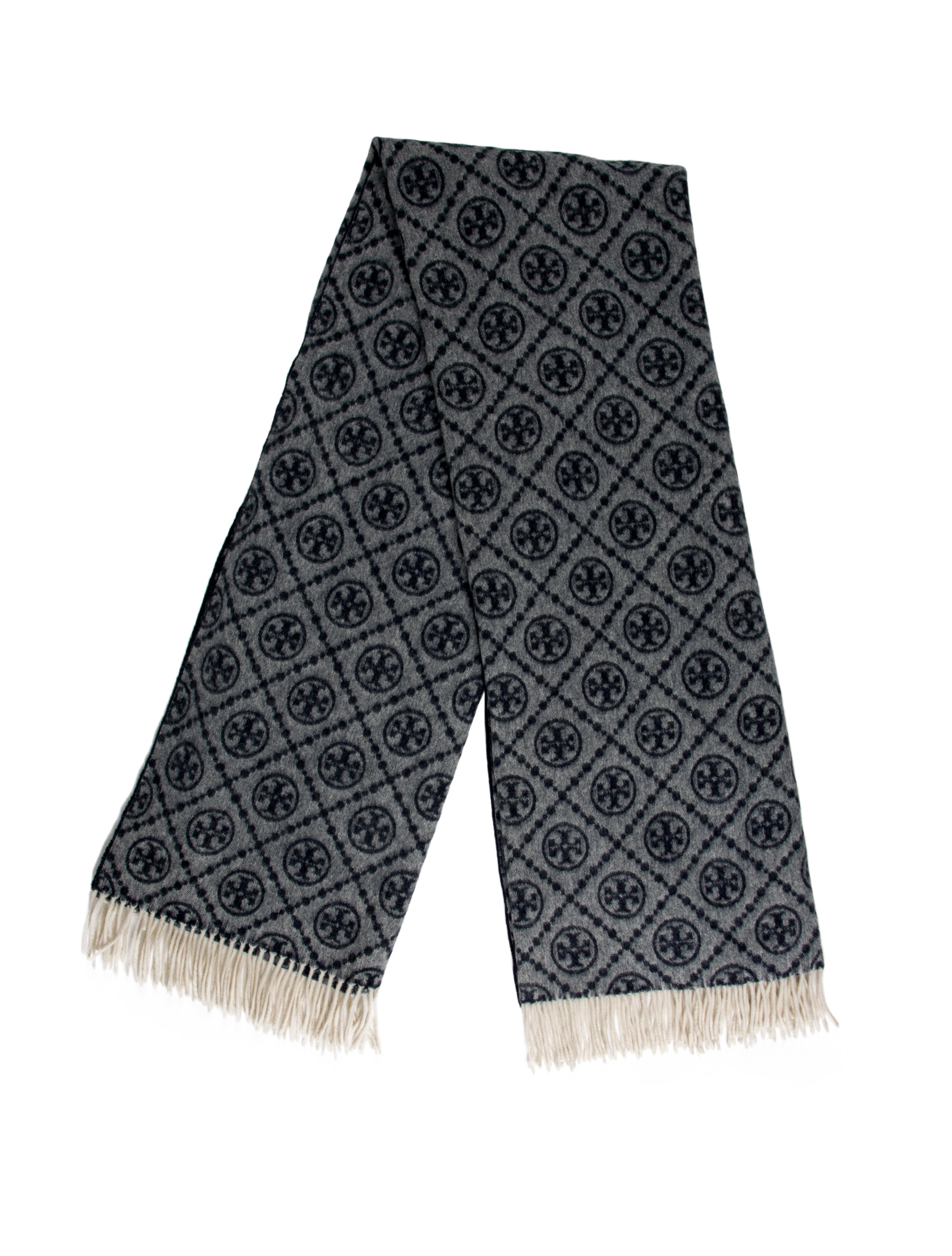 マフラー・ストール TORY BURCH WOOL BLEND SCARF WITH LOGO Tory Burch Logo-monogrammed Wool-blend Scarf - Black - One