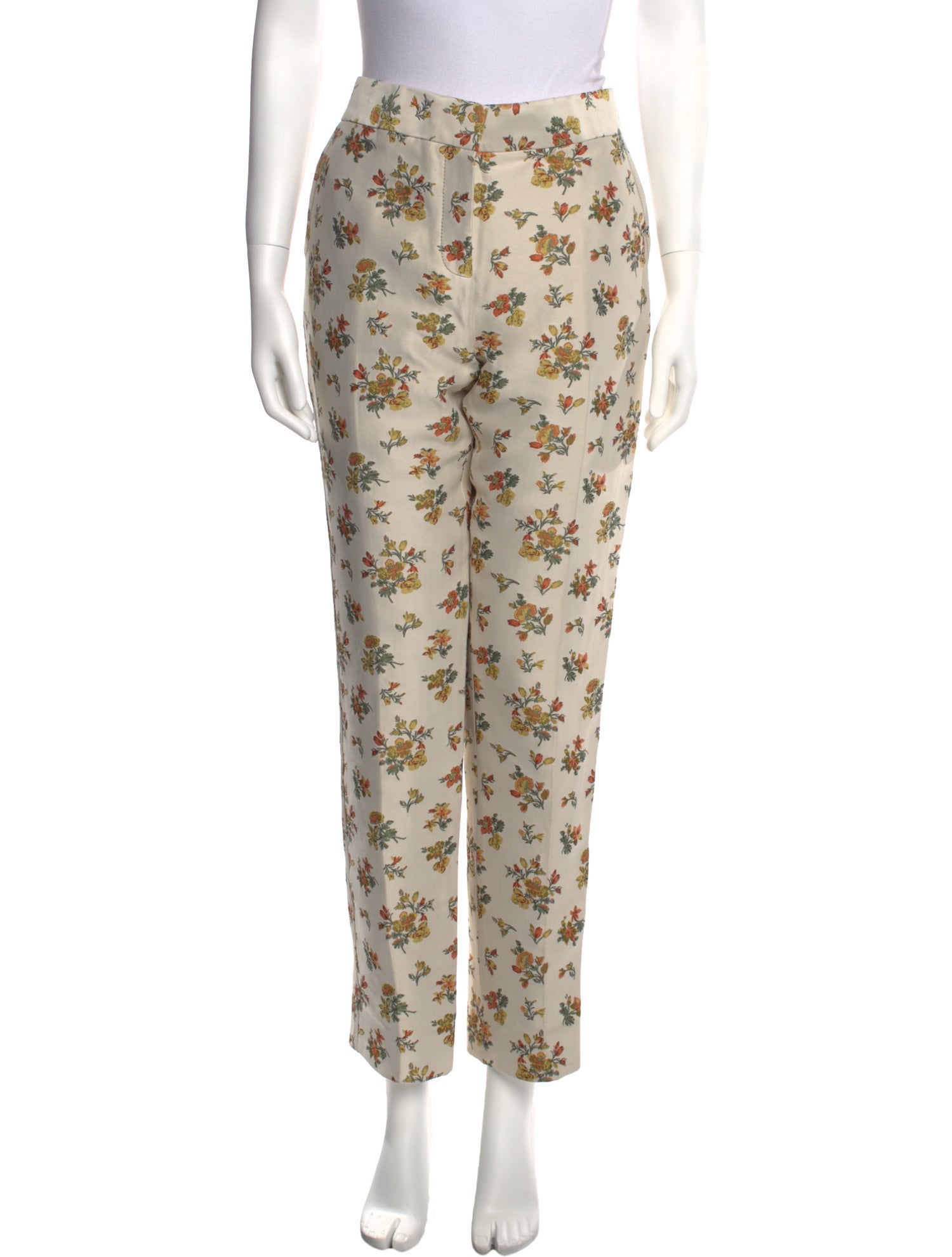 Tory Burch Floral Print Straight Leg Pants