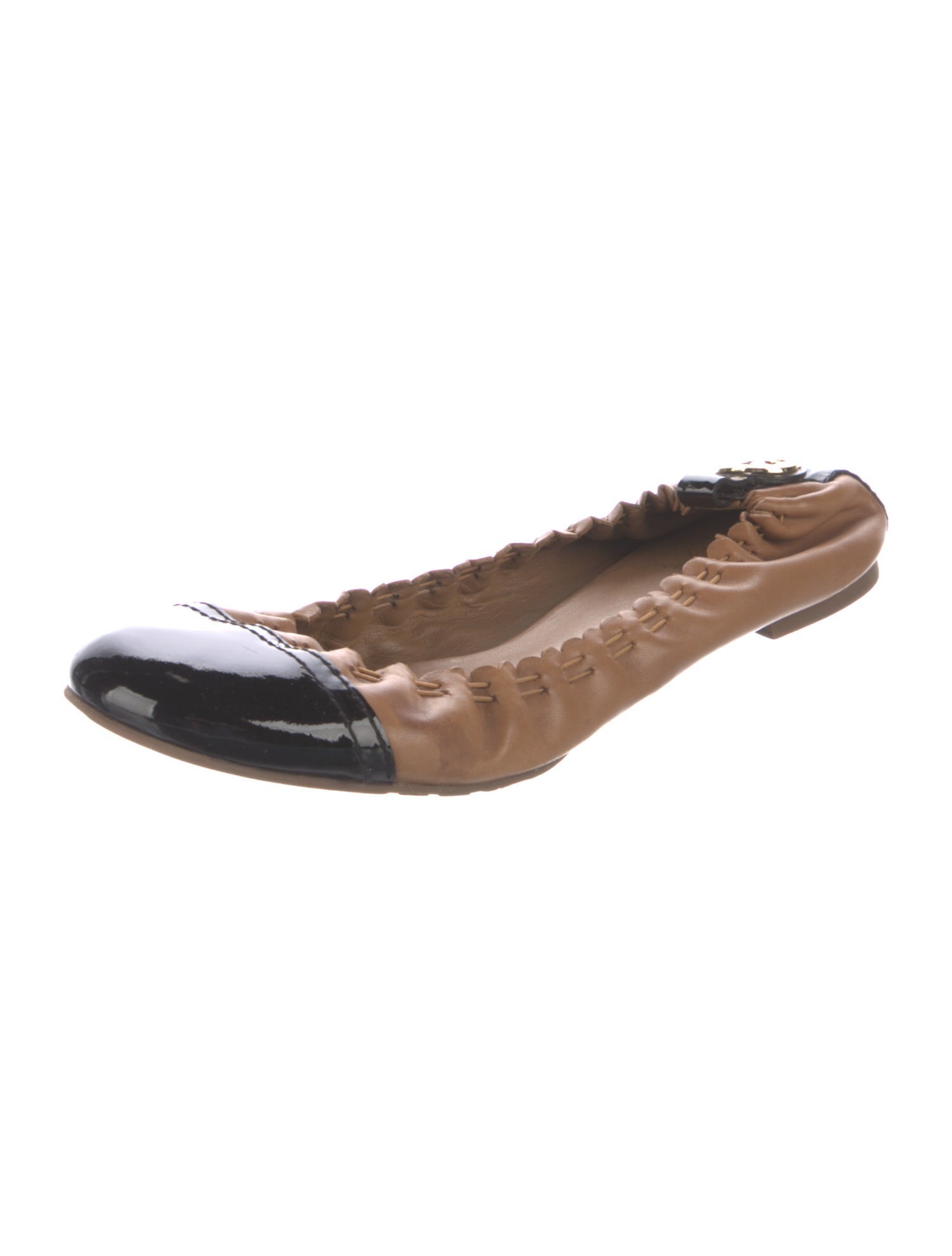 Tory Burch Leather Scalloped Accent Ballet Flats