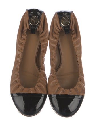 Tory Burch Leather Scalloped Accent Ballet Flats