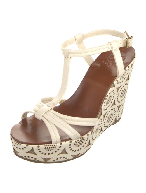 Tory Burch Leather Patterned T-Strap Sandals