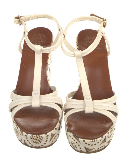 Tory Burch Leather Patterned T-Strap Sandals