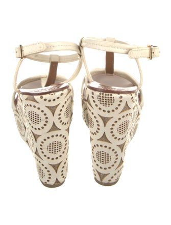 Tory Burch Leather Patterned T-Strap Sandals
