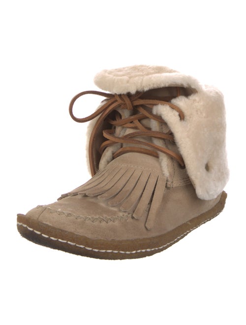 Tory Burch Suede Tassel Accents Lace-Up Boots