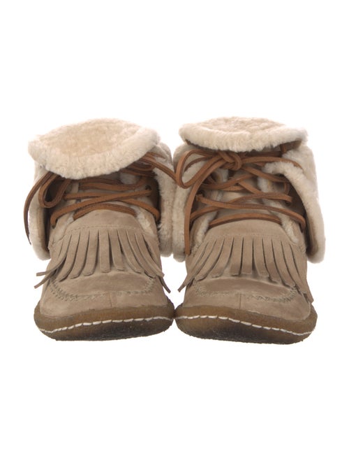 Tory Burch Suede Tassel Accents Lace-Up Boots