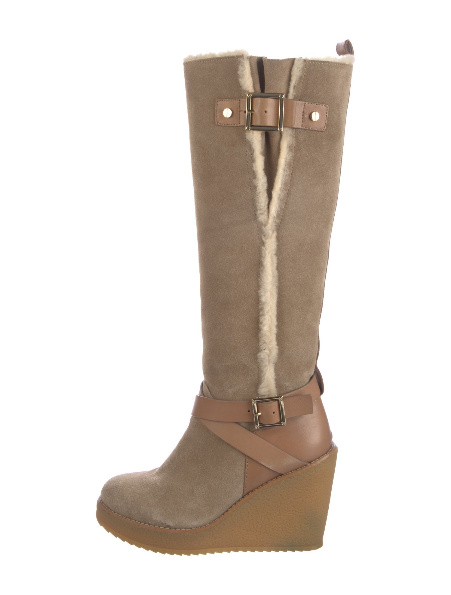 Tory Burch Suede Faux Fur Trim Boots