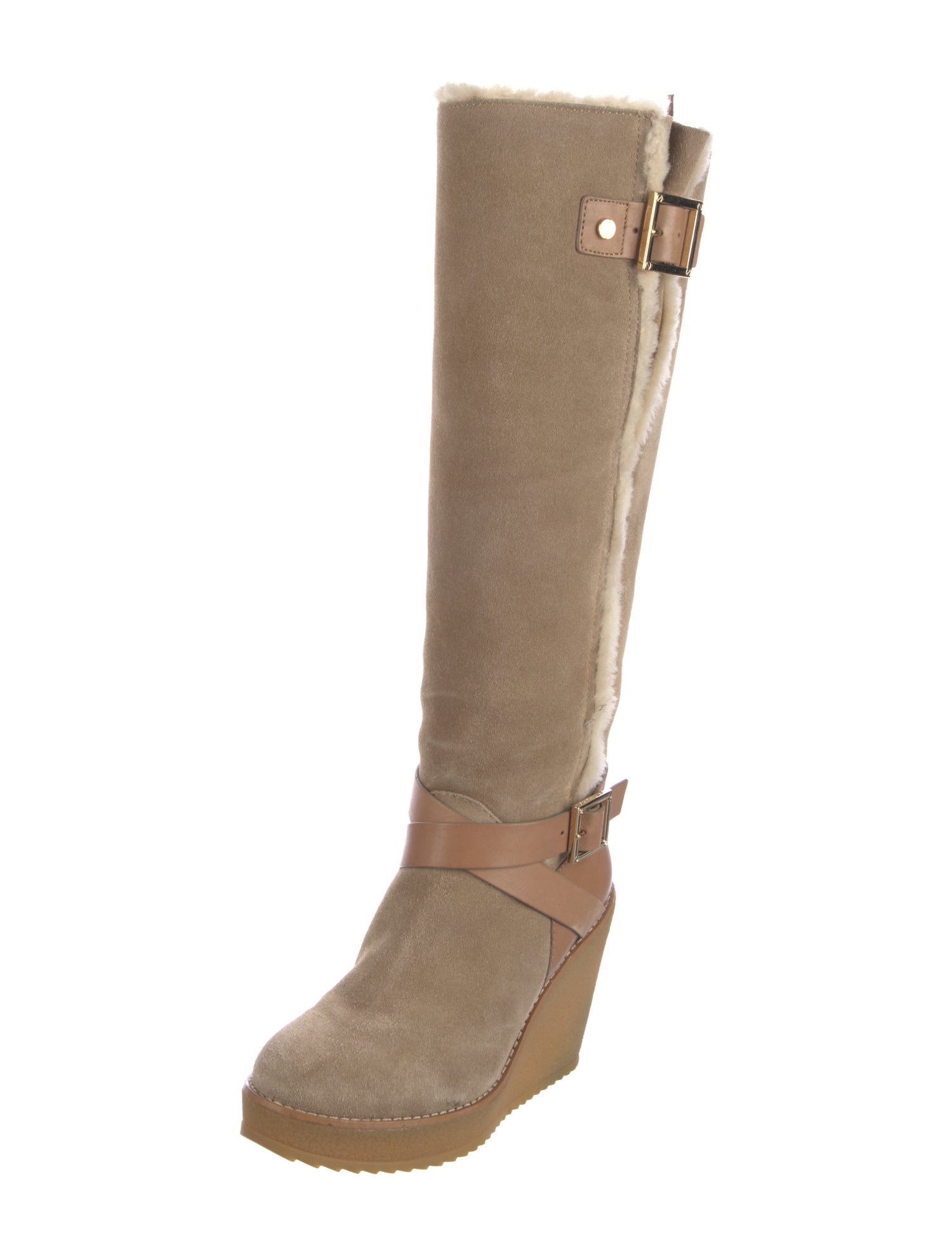 Tory Burch Suede Faux Fur Trim Boots