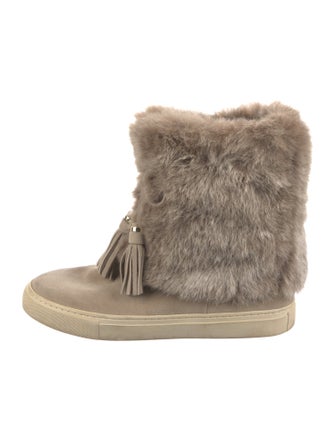 Tory Burch Suede Tassel Accents Lace-Up Boots