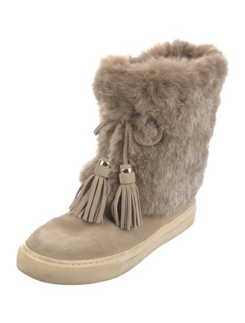 Tory Burch Suede Tassel Accents Lace-Up Boots